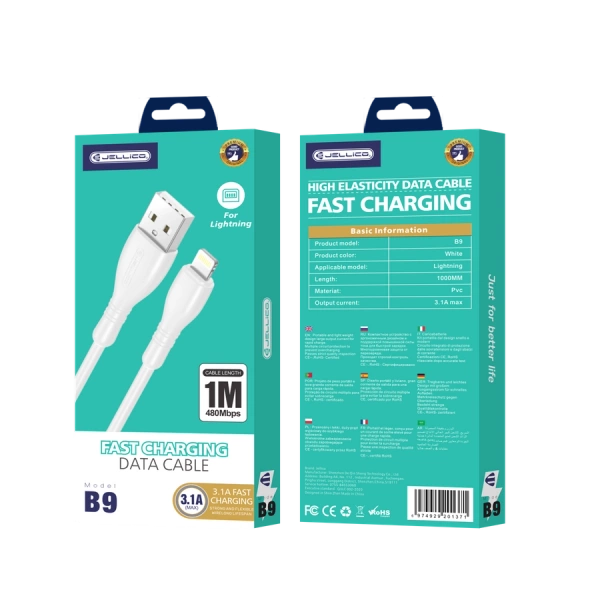 JELLICO cable B9 Lightning 3.1A 1M White