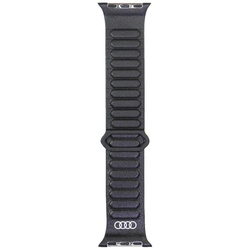 Pasek Audi Logo Genuine Leather Magnetic Ring do Apple Watch 40/41/42mm czarny