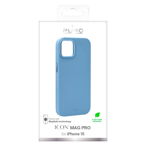 Puro Etui silikonowe Puro Icon Mag Pro MagSafe do iPhone 15 - jasnoniebieskie