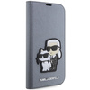 Etui Karl Lagerfeld Saffiano Karl&Choupette na iPhone 14 Pro Max - srebrne