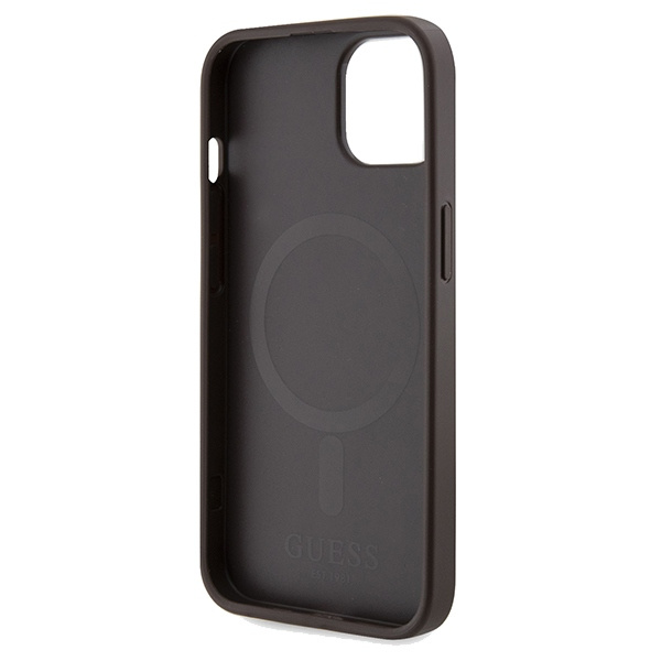 Guess GUHMP15SP4RPSW iPhone 15 / 14 / 13 6.1" brązowy/brown hardcase 4G Printed Stripes MagSafe