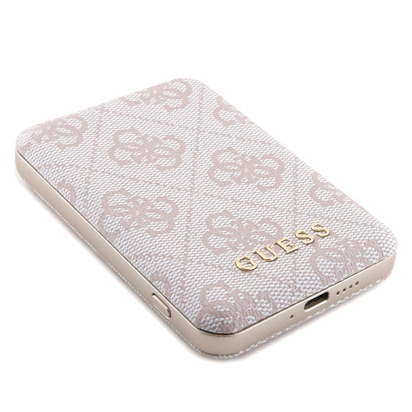 Zestaw Guess GUBPM5P15S4GEMGP iPhone15 6.1" hardcase + Powerbank 5000mAh MagSafe różowy/pink 4G Metal Logo