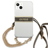 Guess GUHCP13SKC4GBGO iPhone 13 mini5,4" Transparent hardcase 4G Brown Strap Gold Chain