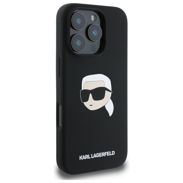 Karl Lagerfeld KLHMP16LSKHPPLK iPhone 16 Pro czarny/black HC MagSafe Sil KL Head Print