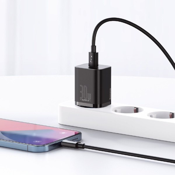 Baseus Super Si 1C szybka ładowarka USB Typ C 30W Power Delivery Quick Charge czarny (CCSUP-J01)