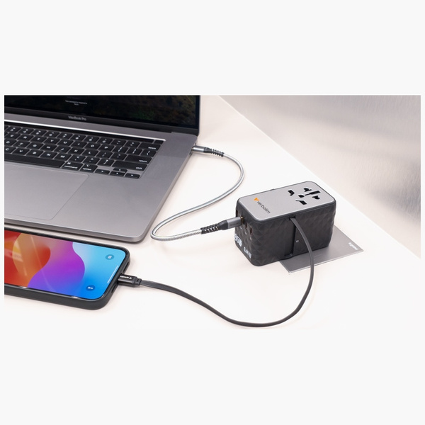 Verbatim Adapter podróżny EU/UK/US GaN   USB-A/3xUSB-C PD 85W CNT-02 czarny/black 32127