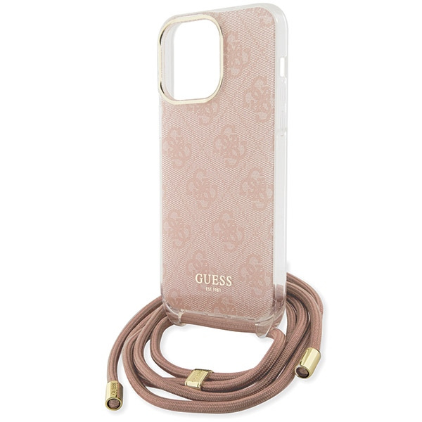 Guess GUHCP15XHC4SEP iPhone 15 Pro Max6.7" różowy/pink hardcase Crossbody Cord 4G Print