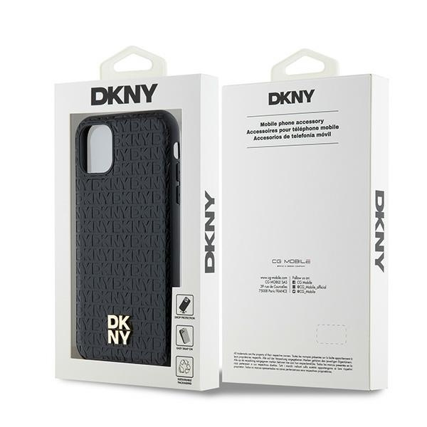 DKNY DKHMN61PSHRPSK iPhone 11 / Xr 6.1"czarny/black hardcase Leather Monogram Pattern Metal Logo MagSafe