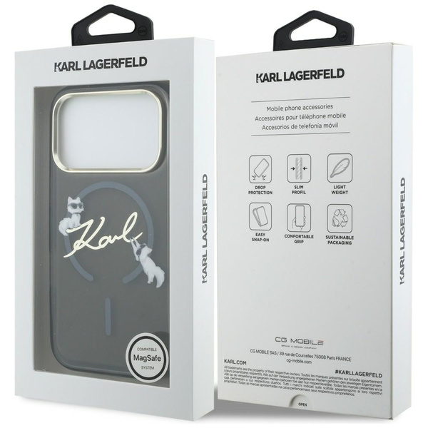 Etui Karl Lagerfeld IML Choupettes Karl  Script Logo MagSafe do iPhone 17 Pro czarny