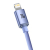 Baseus kabel Crystal Shine USB-C - Lightning 2,0 m 20W fioletowy