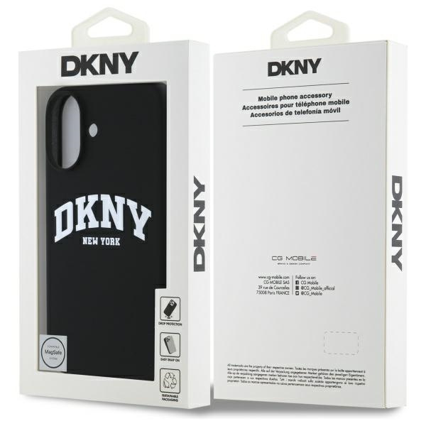 DKNY DKHMP16SSNYACH iPhone 16 6.1"       czarny/black hardcase Silicone White Printed Logo MagSafe