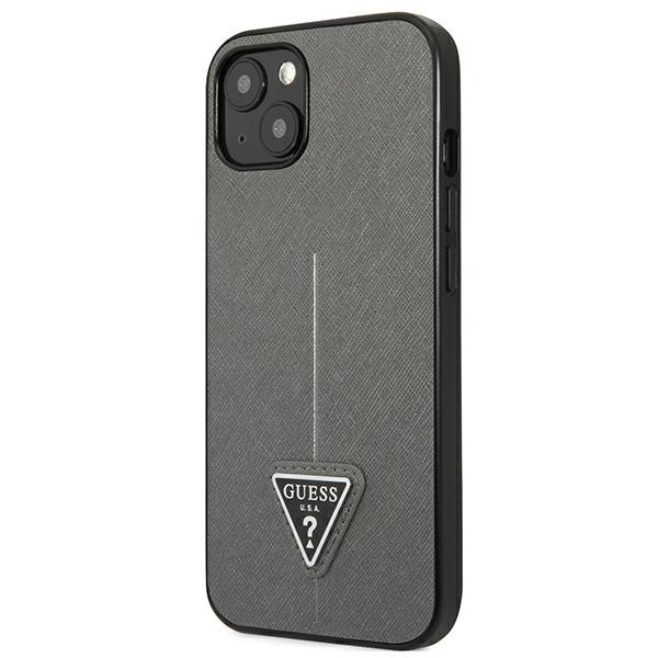 Guess GUHCP14SPSATLG iPhone 14 / 15 / 13 6.1" srebrny/silver hardcase SaffianoTriangle Logo