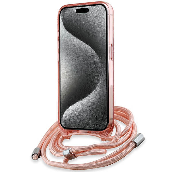 KARL LAGERFELD KLHMP15LHCKCKLCP IPHONE 15 PRO 6.1" PINK/PINK HARDCASE IML CROSSBODY MONOGRAM KARL & CHOUPETTE HEAD MAGSAFE