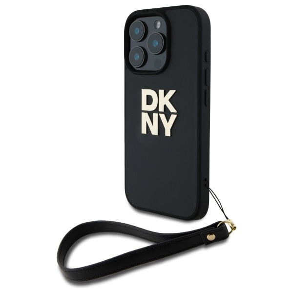 DKNY DKHCP16LPBSWSK iPhone 16 Pro 6.3"   czarny/black hardcase Wrist Strap Stock Logo