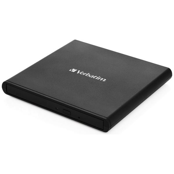 Verbatim Zewnętrzna nagrywarka Slimline  CD/DVD USB-A + kabel USB-A/USB-A do USB-C czarny/black 98938