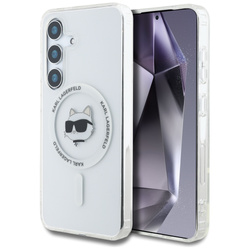 Etui Karl Lagerfeld Button Choupette     Head Printed Logo MagSafe do Samsung Galaxy S25+ biały