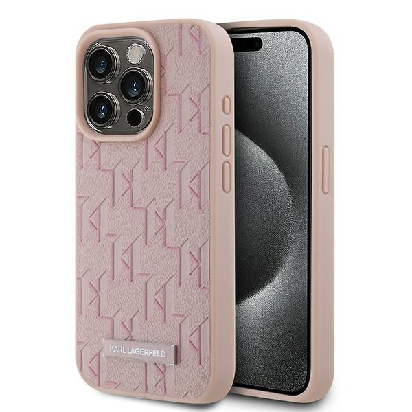 Karl Lagerfeld KLHMP15LPKHPORPP iPhone 15 Pro 6.1" hardcase różowy/pink Leather Monogram Metal Logo