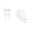Joyroom JR-TCF20 USB-C PD 20W network charger - white + USB-C / USB-C cable 1m