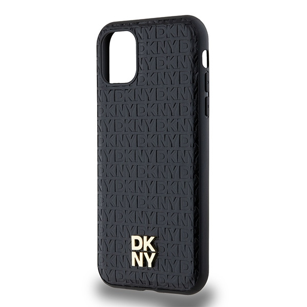 DKNY DKHMN61PSHRPSK iPhone 11 / Xr 6.1"czarny/black hardcase Leather Monogram Pattern Metal Logo MagSafe