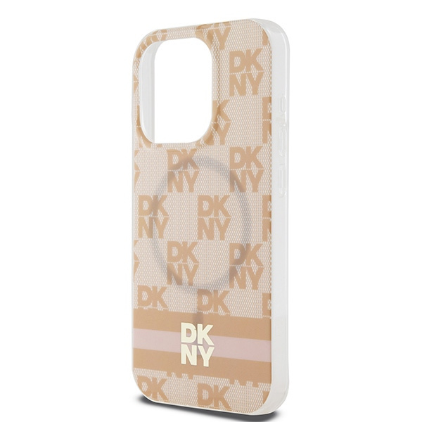 DKNY DKHMP15LHCPTSP iPhone 15 Pro6.1" różowy/pink hardcase IML Checkered Mono Pattern & Printed Stripes MagSafe