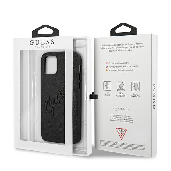 Guess GUHCP12LRSAVSBK iPhone 12 ProMax 6,7" czarny/black hardcase Saffiano Vintage Script