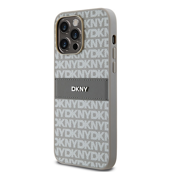 DKNY DKHCP14LPRTHSLE iPhone 14 Pro6.1" beżowy/beige hardcase Leather Mono Stripe & Metal Logo