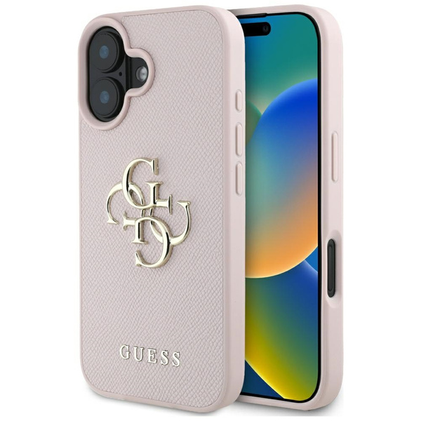 Etui Guess Grained Big 4G Logo Small     Classic Logo do iPhone 16 różowy