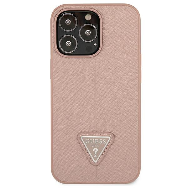 Guess GUHCP13LPSATLP iPhone 13 Pro/ 13 6,1" różowy/pink hardcase SaffianoTriangle Logo