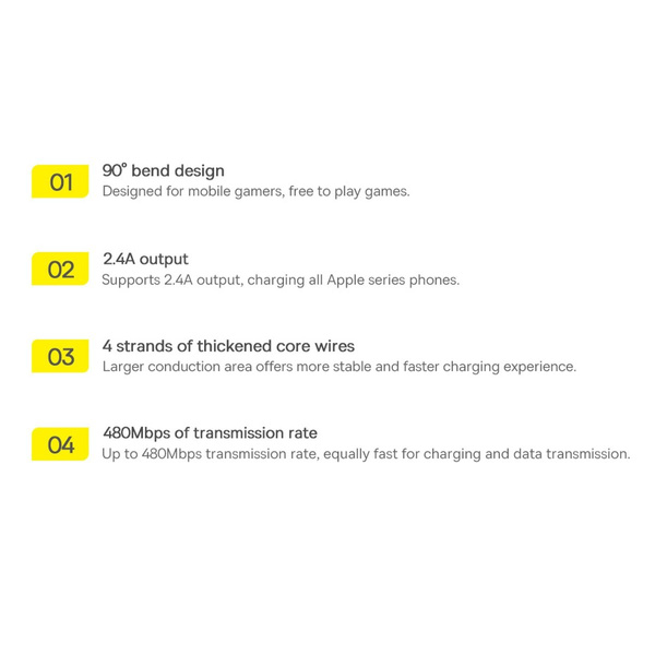 BASEUS MVP 2 ELBOW-SHAPED FAST CHARGING DATA CABLE USB TO IP 2.4A 1M BLACK+RED