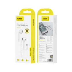 FONENG słuchawki przewodowe T15 USB-C z mikrofonem 1.2M Biały