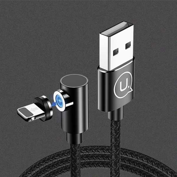 USAMS Kabel USB-A/Lightning 1mkątowy magnetyczny U54 czarny/black SJ444USB01 (US-SJ444)
