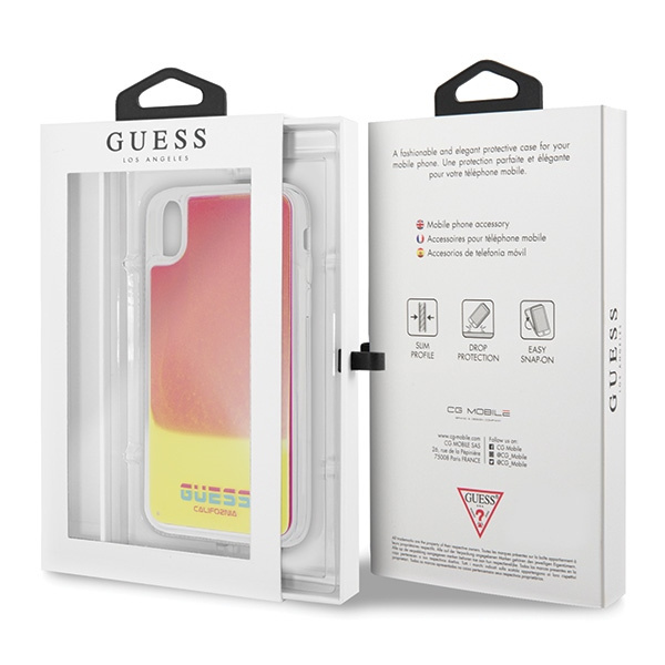 Guess GUHCPXGLCPI iPhone X/Xs różowy/pink hard case California Glow in the dark