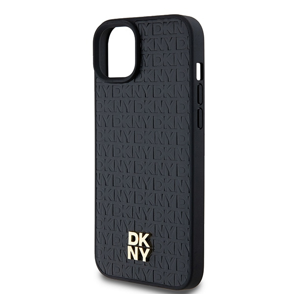 DKNY DKHMP15MPSHRPSK iPhone 15 Plus /14 Plus 6.7" czarny/black hardcase Leather Monogram Pattern Metal Logo MagSafe