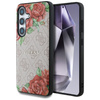 Etui Guess Leather 4G Flowers Print      Metal Classic Logo MagSafe Samsung Galaxy S25 różowy