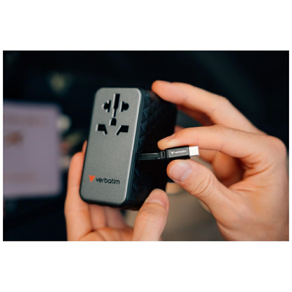Verbatim Adapter podróżny EU/UK/US GaN   USB-A/3xUSB-C PD 85W CNT-02 czarny/black 32127