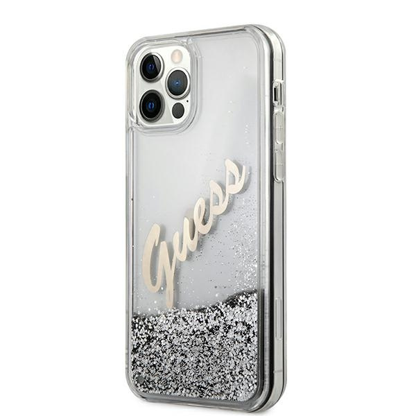 Guess GUHCP12LGLVSSI iPhone 12 Pro Max6,7" srebrny/silver hardcase Glitter Vintage Script