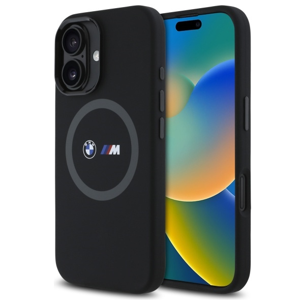 BMW BMHMP16S23SROK iPhone 16 6.1"         czarny/black hardcase M Silicone Printed Ring MagSafe