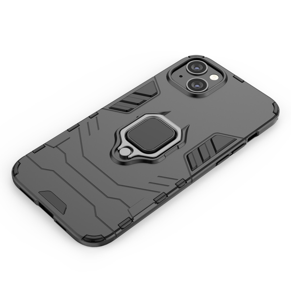 RING ARMOR CASE FOR IPHONE 14 ARMORED COVER MAGNETIC HOLDER RING BLACK