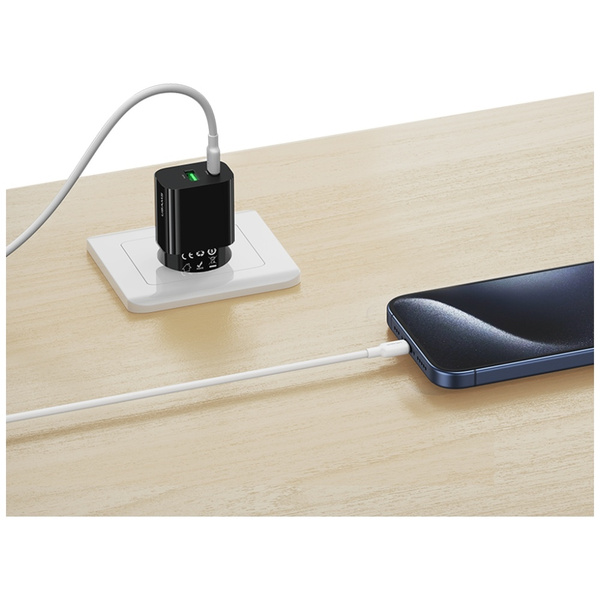 Ładowarka sieciowa USAMS CC316 T65 30W   1xUSB-C 1xUSB-A Fast Charging czarny