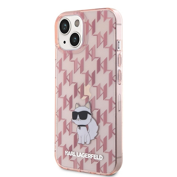 Etui Karl Lagerfeld Monogram Choupette na iPhone 15 - różowe
