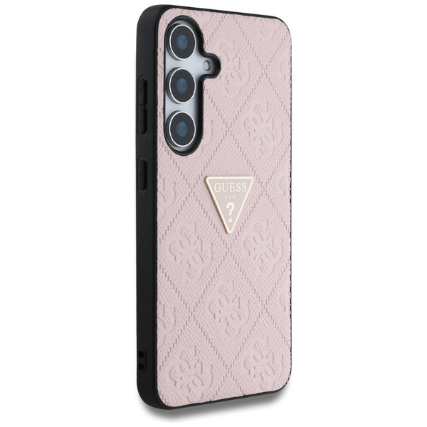 Etui Guess Hot Stamp 4G Pattern Triangle Metal Logo do Samsung Galaxy S25 różowy