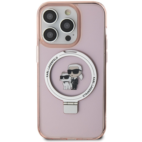 Karl Lagerfeld KLHMP15LHMRSKCP iPhone 15 Pro 6.1" pink/pink hardcase Ring Stand Karl&amp;Choupette MagSafe