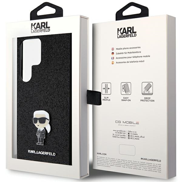 KARL LAGERFELD KLHCS24LGKNPSK S24 ULTRA S928 CZARNY/BLACK HARDCASE FIXED GLITTER IKONIK LOGO PIN