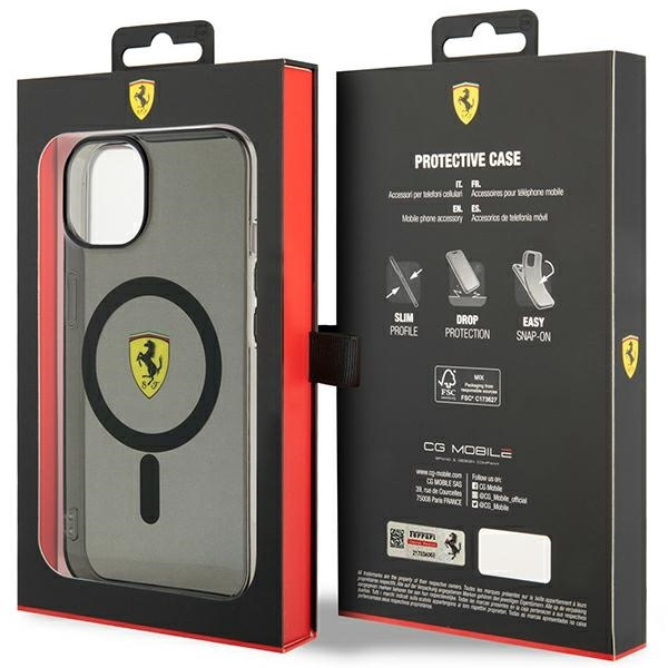 Etui Ferrari Translucent MagSafe na iPhone 14 - czarne