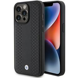 Etui BMW Leather Diamond Pattern na iPhone 15 Pro - czarne