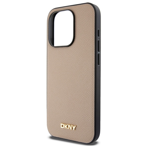 DKNY DKHMP15LPGHLME iPhone 15 Pro 6.1"   beżowy/beige hardcase Grained Metal Logo MagSafe