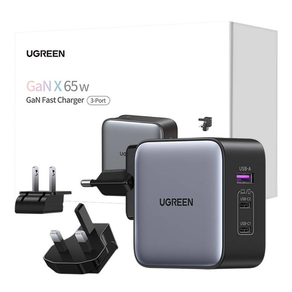 Ugreen Nexode wall charger, 2x USB-C + USB, 65W CD296