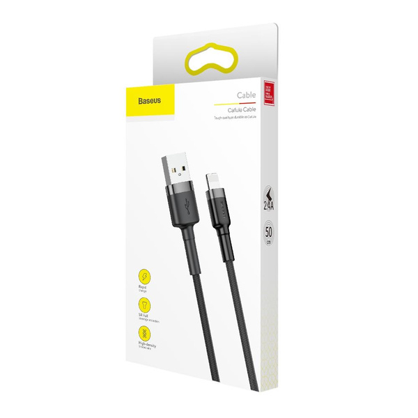 Baseus Cafule USB-A / Lightning 2.4A QC 3.0 cable 0.5 m - black-gray