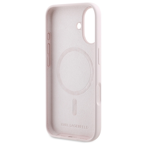 Karl Lagerfeld KLHMP16MSCMKCRHP iPhone 16 Plus różowy/pink HC MagSafe Silicone KC Heads Ring