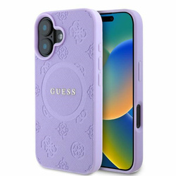 Guess GUHMP16SPSAPSMEU iPhone 16 6.1" fioletowy/purple hardcase Saffiano Peony Classic Logo MagSafe